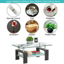 Rectangular Tempered Glass Coffee Table with Shelf by LJGDeals