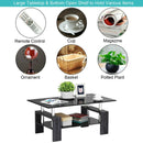 Rectangular Tempered Glass Coffee Table with Shelf by LJGDeals