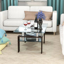 Rectangle Glass Coffee Table with Metal Legs for Living Room by DirectDeals