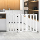 36 Inch Folding Wooden Freestanding Pet Gate Dog Gate with 360° Flexible Hinge-White