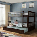 Full over Full Bunk Bed Platform Wood Bed with Ladder by LJGDeals