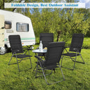Set of 4 Patio Folding Chairs with Adjustable Backrest-Black by LJGDeals