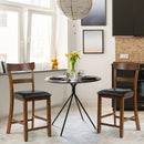 2 Pieces Counter Height Chair Set with Leather Seat and Rubber Wood Legs by LJGDeals