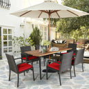 7Pcs Patio Rattan Cushioned Dining Set with Umbrella Hole by LJGDeals