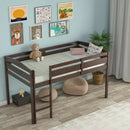 Wooden Twin Low Loft Bunk Bed with Guard Rail and Ladder by LJGDeals