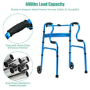 Adjustable Heavy-Duty Folding Walker with Unidirectional Wheels and Bi-Level Armrests-Black by LJGDeals
