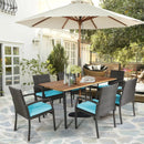 7Pcs Patio Rattan Cushioned Dining Set with Umbrella Hole by LJGDeals