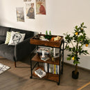 3-Tier Kitchen Serving Bar Cart with Lockable Casters and Handle Rack for Home Pub-Rustic Brown by LJGDeals
