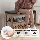 2-Tier Wooden Shoe Rack Bench with Padded Seat by LJGDeals