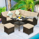 6 Pieces Patio Rattan Dining Sofa Funiture Set by LJGDeals