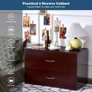 2-Drawer Dresser Horiztonal Organizer End Table Nightstand with Handle Wood-Brown by LJGDeals