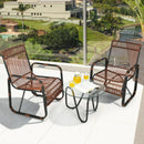 3 Pieces Patio Rattan Furniture Set with 2 Single Wicker Chairs and Glass Side Table by LJGDeals