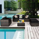 6 Pcs Patio Rattan Furniture Set with Sectional Cushion by LJGDeals