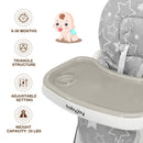 Folding Baby High Dining Chair with 6-Level Height Adjustment by LJGDeals