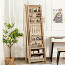 2-in-1 Wooden Cosmetics Storage Cabinet with Full-Length Mirror and Bottom Rack by LJGDeals