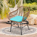 3-Piece Rattan Bistro Set with Cushions and Glass Table