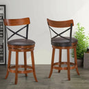 Set of 2 Bar Stools 360-Degree Swivel Dining Bar Chairs with Rubber Wood Legs by LJGDeals