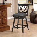 2 Pieces 24 Inch Swivel Counter Height Barstool Set with Rubber Wood Legs by LJGDeals