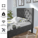 Upholstered Bed Base with Button Stitched Headboard by DirectDeals