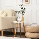 Mid Century Modern Round Side Sofa Coffee Table with Wooden Tray by LJGDeals