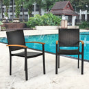 Set of 4 Outdoor Patio PE Rattan Dining Chairs with Powder-coated Steel Frame by LJGDeals