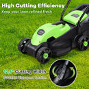 13 Inch Electric Push Lawn Corded Mower with Grass Bag-Green