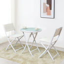 3 Pieces Patio Folding Bistro Set for Balcony or Outdoor Space-White