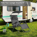 Folding Recliner Lounge Chair with Shade Canopy Cup Holder by LJGDeals