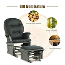 Wood Baby Glider and Ottoman Cushion Set with Padded Armrests for Nursing by LJGDeals