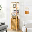 Bamboo Tower Hamper Organizer with 3-Tier Storage Shelves-Natural by LJGDeals