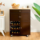 Kitchen Cart with Rubber Wood Top 3 Tier Wine Racks 2 Cabinets by LJGDeals