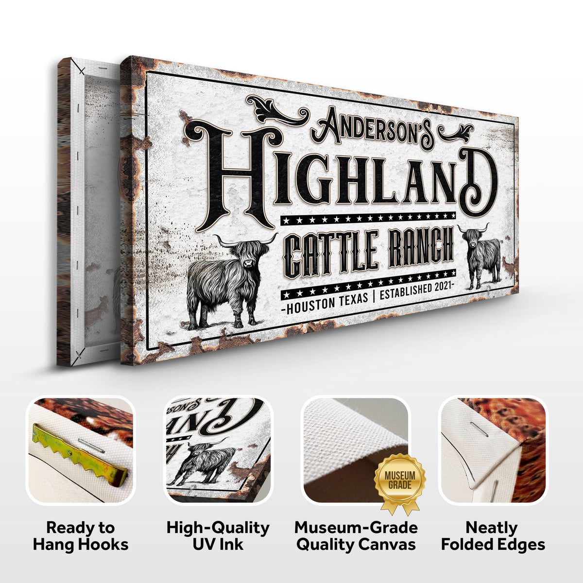 Personalized Highland Cattle Ranch Sign II, photo 5 of 8