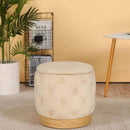 15" Tall Ottoman Velvet with Storage (Beige) by JHY DESIGN