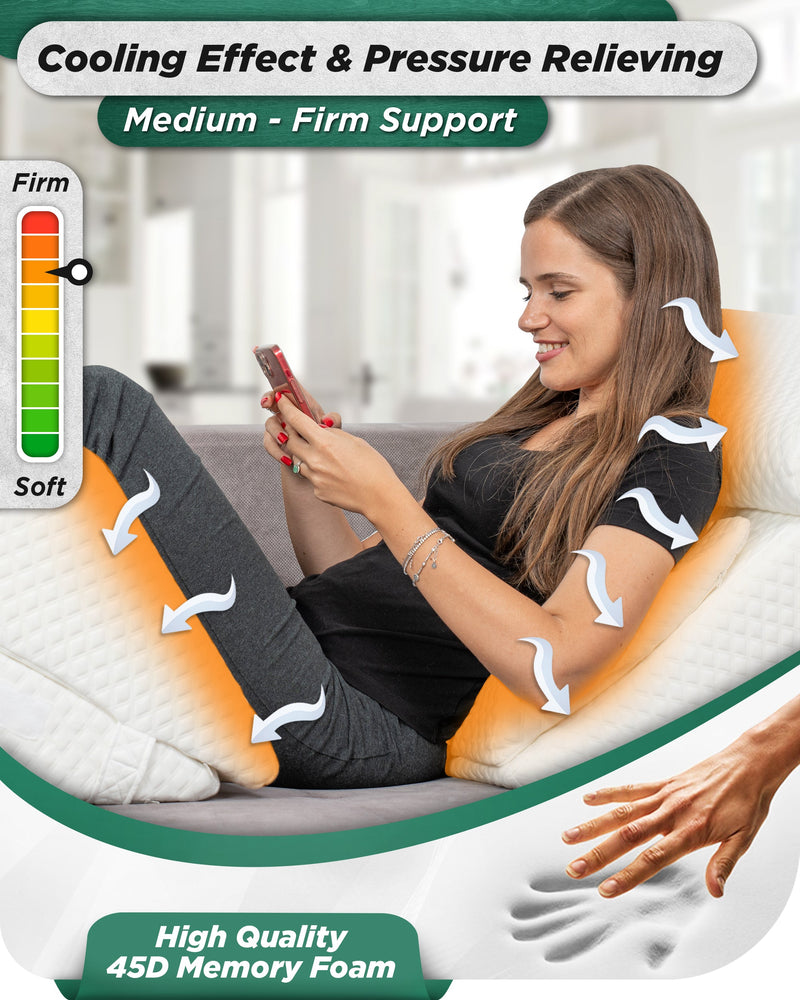 LX13 6pcs Orthopedic Bed Wedge Pillow System, with Hot Cold Pack White