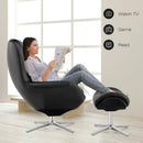 360¬∞ Swivel Leather Lounge Chair with Ottoman and Aluminum Alloy Base by LJGDeals