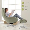 360¬∞ Swivel Leather Lounge Chair with Ottoman and Aluminum Alloy Base by LJGDeals
