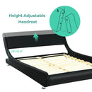 Queen Faux Leather Upholstered Platform Bed Frame Adjustable Headboard-Black by LJGDeals