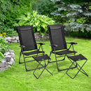 4 Pieces Patio Adjustable Back Folding Dining Chair Ottoman Set by LJGDeals