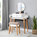 Wooden Makeup Dressing Mirror Table Set with Drawer by LJGDeals