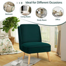 Velvet Accent Armless Side Chair with Rubber Wood Legs for Bedroom by LJGDeals