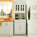 Kitchen Pantry Cabinet with Wood Top and Hutch-White by DirectDeals