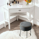 Round Velvet Footrest Stool Ottoman with Non-Slip Foot Pads for Bedside by LJGDeals