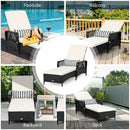 Patio Wicker Chaise Lounge Chair with Pillow and Adjustable Backrest with Cushion-Black by LJGDeals