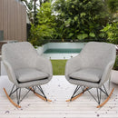 Upholstered Rocking Arm Chair with Solid Steel Wood Leg-Gray by LJGDeals