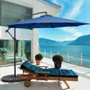 10 Feet Offset Umbrella with 8 Ribs Cantilever and Cross Base by LJGDeals