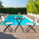 3 Pieces Patio Rattan Bistro Set with Round Dining Table and 2 Chairs by LJGDeals