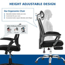 Ergonomic Recliner Mesh Office Chair with Adjustable Footrest-Black