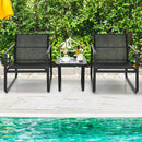 3 Pieces Patio Bistro Furniture Set with Glass Top Table Garden Deck-Black by LJGDeals