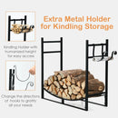 33 Inch Firewood Rack with Removable Kindling Holder Steel Fireplace Wood by LJGDeals
