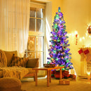 7.5 Feet Pre-Lit Hinged Christmas Tree Snow Flocked with 9 Modes Lights